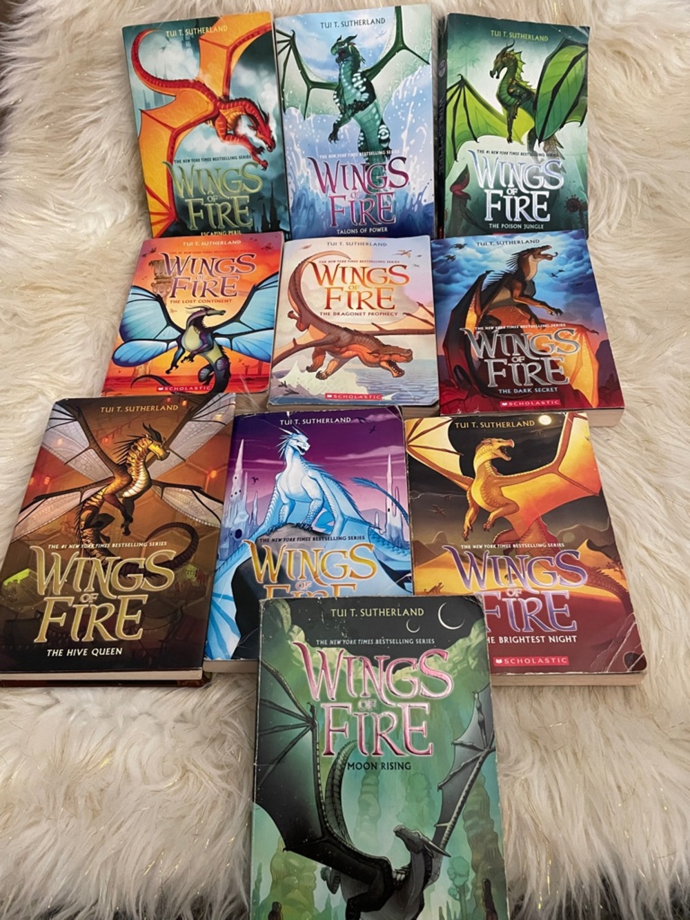 Scholastic Wings of Fire Paperback Set - Blue, Red, Orange Covers
